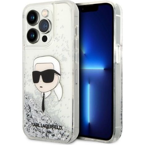 Karl Lagerfeld KLHCP14LLNKHCH iPhone 14 Pro 6.1" argento/custodia rigida argento Glitter Karl Head (1/5)