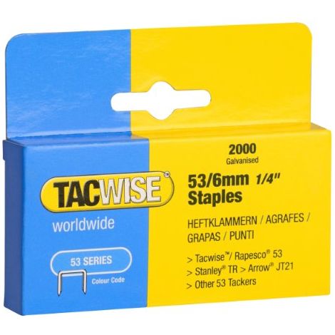 Tacwise 0334 Punti Galvanizzati, Tipo 53/6 mm, Confezione da 2000