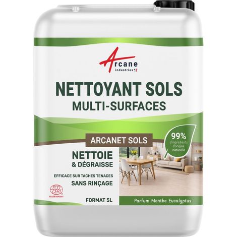 Nettoyant Sol Écologique Tous Types de Sols - 99% Origine Naturelle Certifié Ecocert - Nettoyant Sol Professionnel Sans Résidus - ARCANET - 5 L  - ARCANE INDUSTRIES