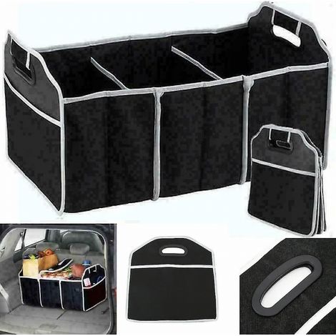 BEBUSINGOTO Kofferraum-Organizer, Kofferraum-Aufbewahrungstasche, faltbare Einkaufstasche, robuste Reisetasche für Autos, Lieferwagen, LKWs (schwarz) (1 Stück) (1/5)