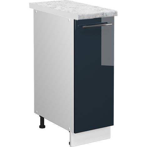 Armadio cucina dispensa alto Fame-Line, Blu scuro lucido, 30 cm , PL Marmo, Vicco