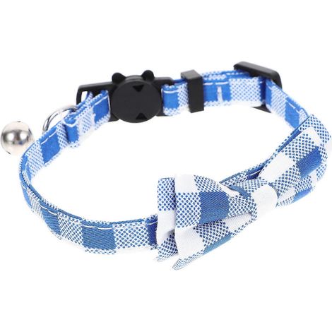 Collar para gato con pajarita y cascabel (paquete de 5 unidades) - Poliéster azul (1/5)