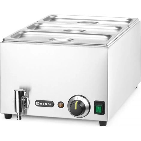 Set Bain-marie avec robinet de vidange HENDI RANGER + 3 x bac GN 1/3 avec couvercle, GN 1/1, 230V/1000W, 605x332x(H)242mm - Hendi (1/5)