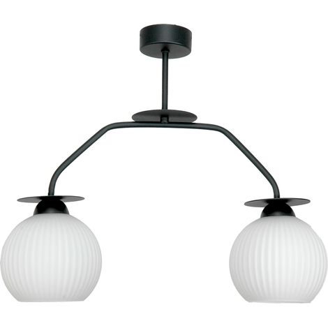 Lampada a sospensione nera con paralume in vetro bianco 15-467 fred