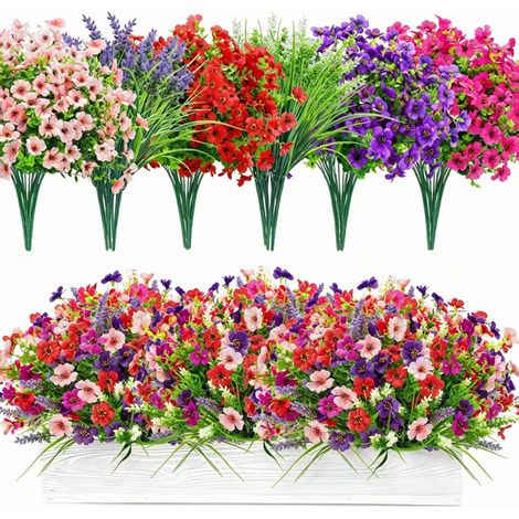 24 künstliche Sträuße mit Frühlingsblumen für den Außenbereich, UV-beständig, zur Dekoration von Zuhause. (1/5)