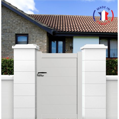 Portillon aluminium modèle plein en kit dimensions L.1000 (entre piliers) x H.1500 mm Couleurs Blanc (RAL 9010)