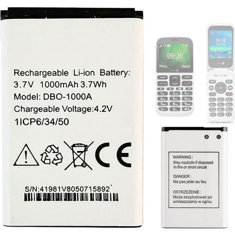 DBO-1000A Batterie de Rechange Compatible avec Doro téléphone 2820,2800,2880,1370 1372 2404 5860 6040 6060 6820 6880 7000H 7439 Doro 2880 4G 1880,DBAA-1000A (1/5)