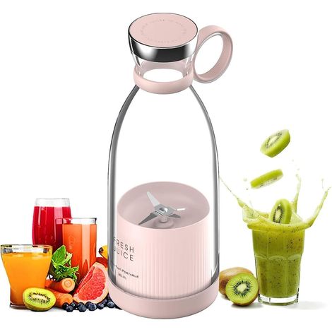 Mélangeur à main 350ML, bouteille de mélangeur personnel multifonctionnel avec USB rechargeable. 1pc rose (1/4)