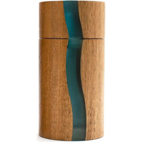 Moulin à sel - BISETTI - POSITANO - 13 cm - Acacia / Résine bleue (1/2)