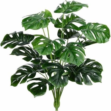 Artificial Palm Leaves, Fake Plants, Fake Monstera, Turtle, Tropical Leaf, Large Palm Tree Leaves, Outdoor Plant, UV Resistant Plastic Plants (Green) (1/5)