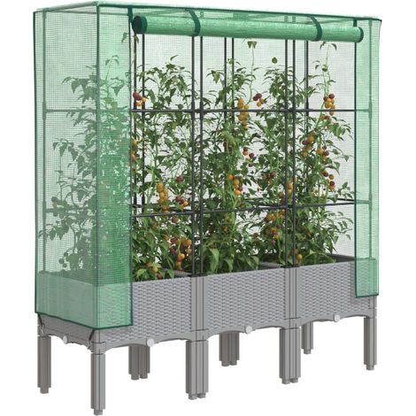 Hochbeet mit Gewächshaus-Aufsatz Rattan-Optik 120x40x140 cm vidaXL (1/5)