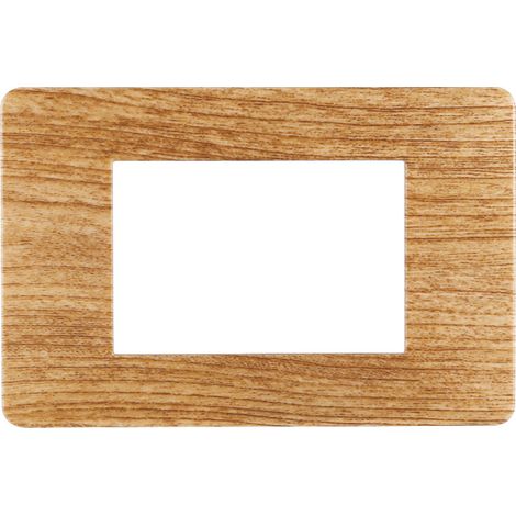 Placca compatibile Vimar Plana 3 moduli plastica colore legno scuro Ettroit EV83305