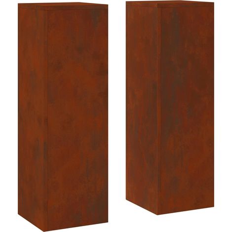 Support de Plante 2 pcs Rouillé 24 x 24 x 75 cm Acier patiné