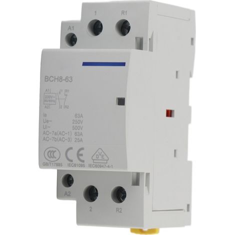 Contacteur AC domestique 2P 63A, montage sur rail DIN 1NO 1NC (220V230V) (1/5)