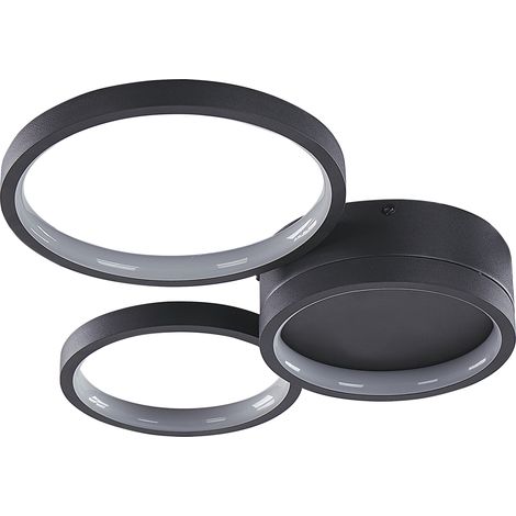 Lámpara de techo LED de metal negro 3 luces forma redonda moderno glamour Agnat