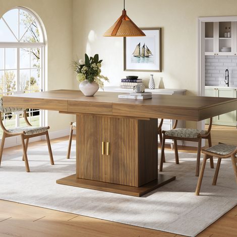 Tavolo da pranzo 140–180 x 90 x 75,2 cm con contenitore integrato, allungabile, effetto legno (1/5)