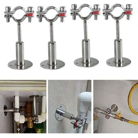 4Pcs Stainless Steel Adjustable Pipe Support Clamps, Wall Mount Pipe Support, for Diameter 15-19MM, for Fixing Pipes, Tubes, Rods Etc. (1/4)