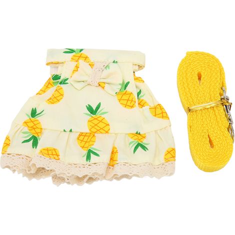 Ensemble laisse et harnais pour petits animaux de compagnie, motif mignon, toutes saisons, doux et réglable, pour hamsters, furets, cochons d'Inde, jaune Ananas, taille M (1/5)