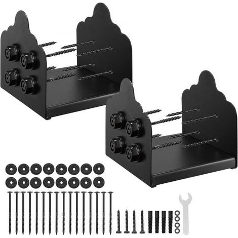 Support de Poteau Bois, Lot de 2, Base de Poteau, Taille Interne 200x190 mm, en Acier au Carbone Robuste, Ancrage de Poteaux Stable pour Support Garde-corps Balustrades Terrasse, Pavillon, Noir (1/3)