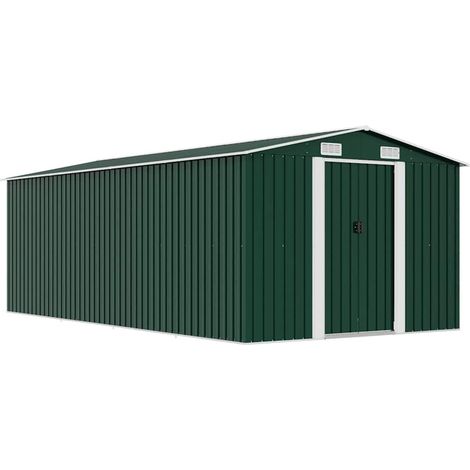 Maison Exclusive - Caseta de jardín metal verde 257x489x181 cm (1/5)