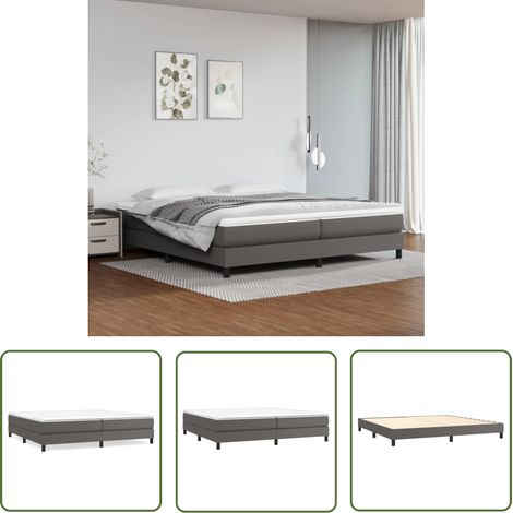 The Living Store Boxspringbett mit Matratze Grau 200x200 cm Kunstleder - Boxspringbett - Doppelbett - Bettsofa - Luxusbett - Kunstlederbett (1/5)