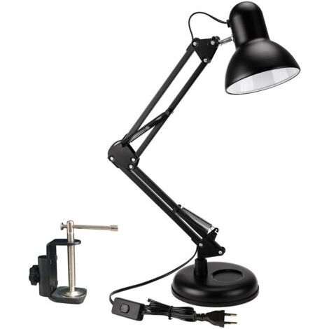 Pair Lampe de bureau, lampe de travail d'architecte réglable avec clip pour la lecture à domicile (noir) (1/5)