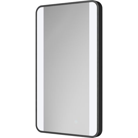 Colore Wade Matt Black 400mm x 700mm Illuminated Dimmable LED Mirror with Demister and Touch Sensor (1/5)