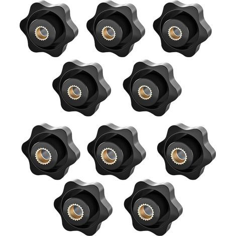 Bouton de serrage M6, écrou étoile, écrou de serrage M8, filetage moleté, écrous étoile, pour mécanique, industrie, mobilier, équipement, lot de 10 (1/4)