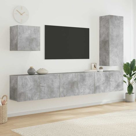 vidaXL 5 Piece TV Wall Units Concrete Grey Engineered Wood (1/5)