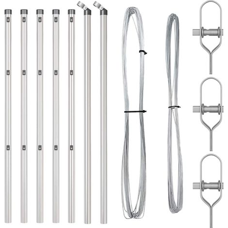 Poteaux de clôture 7 pcs Ø32 mm 80 cm en acier galvanisé CFW6171969