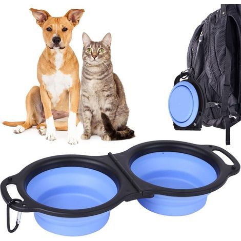 Cuenco plegable para perros, bebedero grande portátil para perros, taza de comida para mascotas expandible, bebedero plegable con asa y mosquetón para viajes, paseos, accesorios para acampar con perro (1/5)