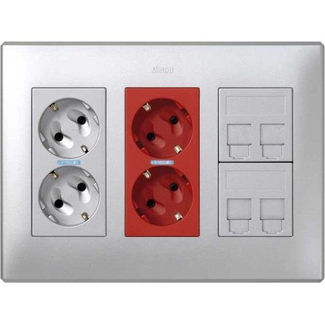 Kit puesto trabajo sai+rj doble 3 mód. aluminio SIMON 51000305-033