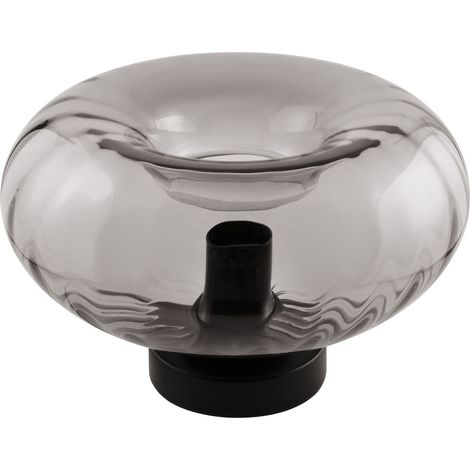 OSRAM Lampe de table en verre fumé DECOR, verre fumé en métal noir, version E27, diamètre 280 mm (1/5)