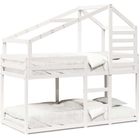 Maison Exclusive - Letto a Castello con Tetto Bianco 90x200 cm in Legno di Pino