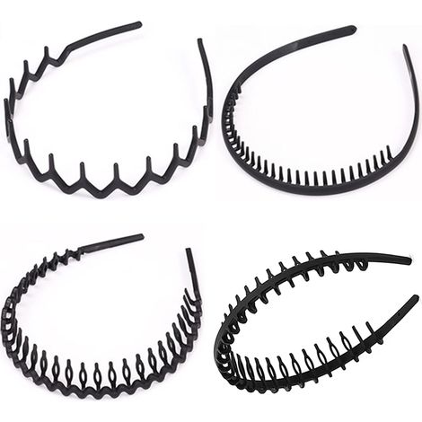Haarband – 4er-Set – Elastische Baumwolle – Rutschfest – Für Sport und Make-up – Matt Schwarz (1/4)