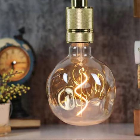 Ampoule LED rétro E27 4W 110V à intensité variable, forme irrégulière, aspect pierre, pour décoration événementielle, gris doré (1/5)