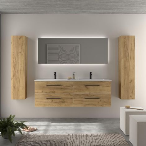 Mueble de Baño MORAI 160cm Roble Lavabo Vilna Solid Surface (1/4)