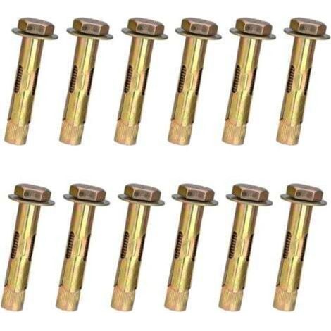 Lot de 12 boulons à vis d'expansion M8 x 60 mm, écrou hexagonal, boulon d'ancrage à manchon d'expansion à haute résistance, fixations à haute résistance pour mur de briques en béton (1/4)