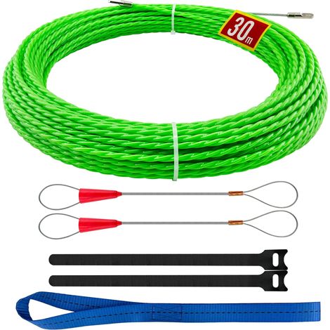 Aiguille Electricien 30 m - Tire Fils Electrique,Tire Cable, Spirale Rétractable,Tire Fil, Ressort Pour Câbles et Installations Electriques（30m,Φ4 mm）