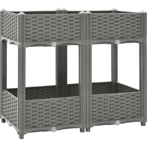Vassoio per fioriera aiuola rialzata piante fiori terrazza giardino 80 x 40 x 71 cm polipropilene grigio 020039243