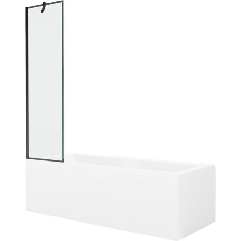 Mexen Cubik baignoire rectangulaire 170 x 70 cm avec panneau et paravent 1-volet 50 cm, motif noir - 550317070X9505007070 (1/5)