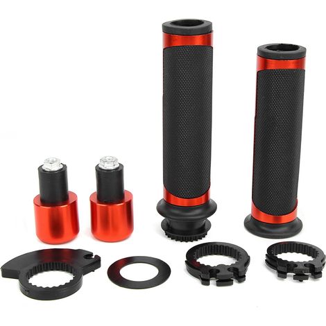 2 CNC-gefräste, 22 mm dicke, rutschfeste Griffe für Motorradlenker, individuelle orangefarbene Griffe als Zubehör (1/5)