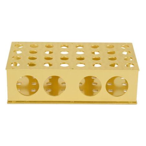 FENOPLASTICASupport de tubes à essai en aluminium doré, diamètre des trous : 8 × 12,3 × 18 × 30 mm, pour laboratoire (1/5)