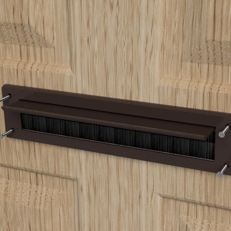 Brown Internal PVC Letterbox Draught Excluder Seal With Brush & Flap Stormguard (1/5)