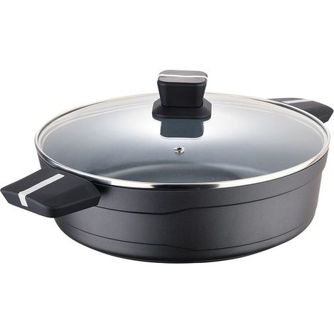 Marmite basse Ø28x8,0cm Ind en fonte d'aluminium avec couvercle Bistro Gris SG6427 San Ignacio (1/2)
