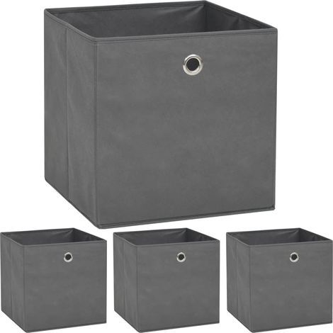 FIMEI Boîte de rangement 4 pcs Tissu non-tissé 32 x 32 x 32 cm Gris (1/5)
