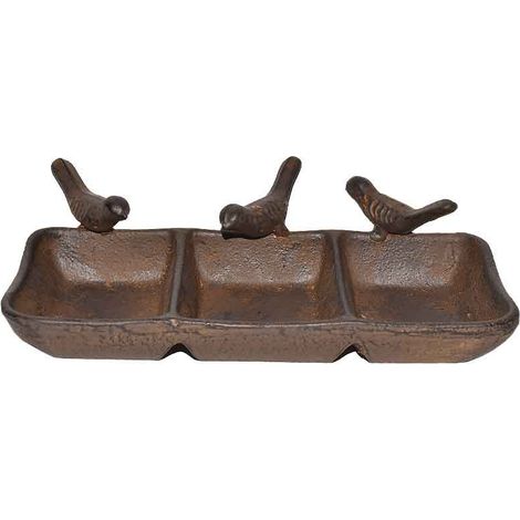 Mangeoire triple oiseaux fonte marron 19x11x5cm (1/5)