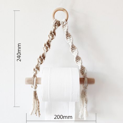 Porte-Papier hygiénique, Porte-Rouleau de Papier Toilette en macramé tissé pour Salle de Bain de Toilette, Ports Suspendus de Salle de Bain à la Main (Jute A)