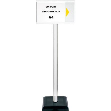 Poteau PVC Blanc sur socle lesté 3kg avec support d'information A4 - 2000567