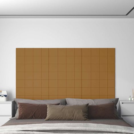 vidaXL Testiera da Parete 12 pcs Marrone 60 x 15 cm Velluto (1/5)